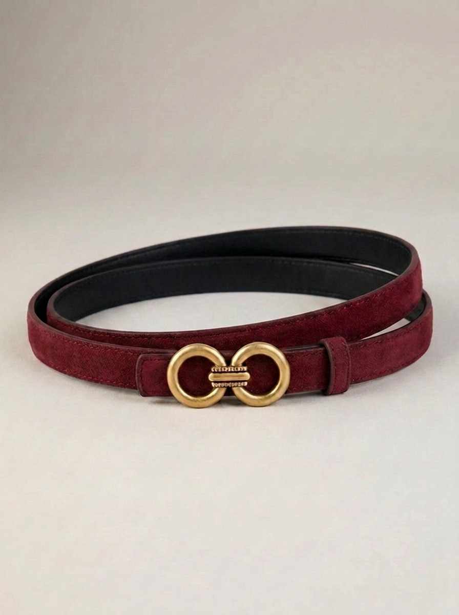 VelouraAvenue Double Circle Buckle Belt - Red - Image 3