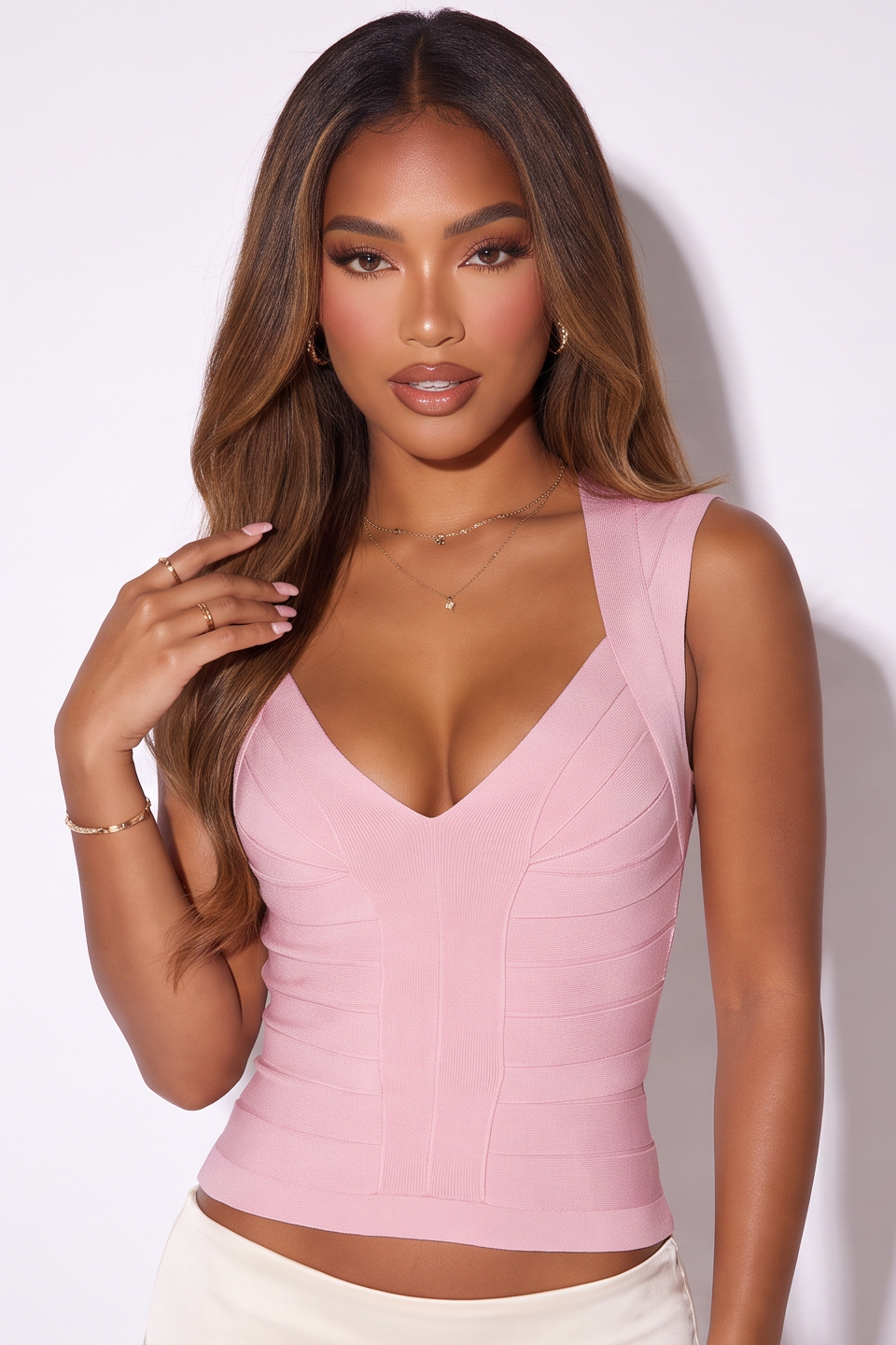 VelouraAvenue Mia Sweetheart Neckline Contour Bandage Top - Pink - Image 3