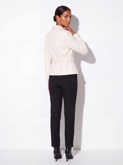 VelouraAvenue Belted Button-Up Jacket - Cream - Back