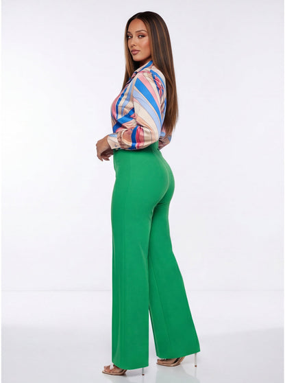 VelouraAvenue Buckle Belt Flare Pants - Kelly green - Image 3