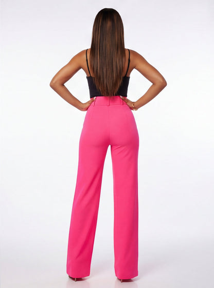 VelouraAvenue Buckle Belt Flare Pants - Ultra passion - Image 2