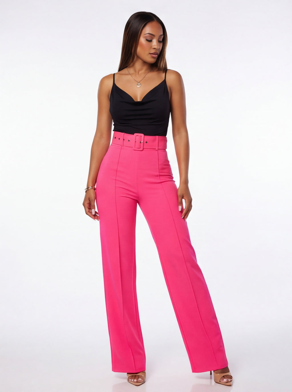 VelouraAvenue Buckle Belt Flare Pants - Ultra passion - Image 3