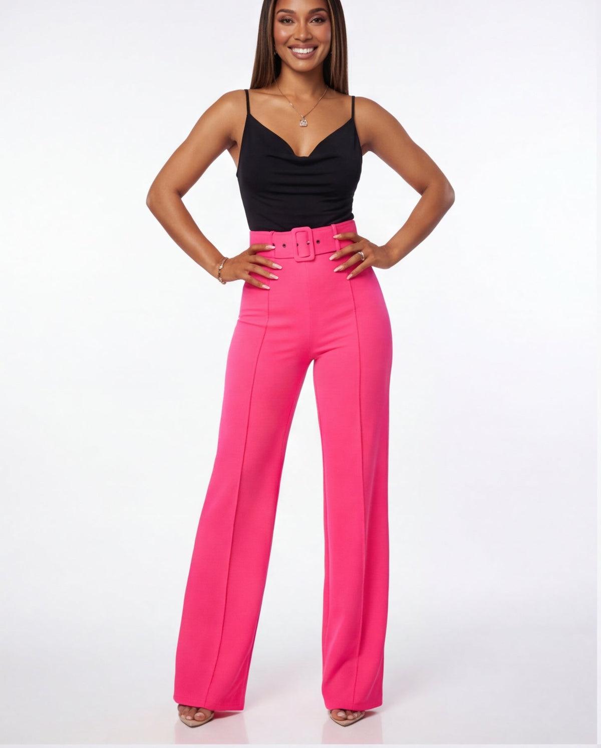 VelouraAvenue Buckle Belt Flare Pants - Ultra passion - Image 4