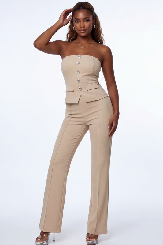 VelouraAvenue Crystal Button Pant Set - Image 1
