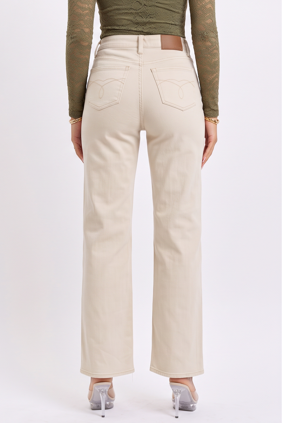VelouraAvenue Distressed Wide Leg Jeans - BONE - Image 6