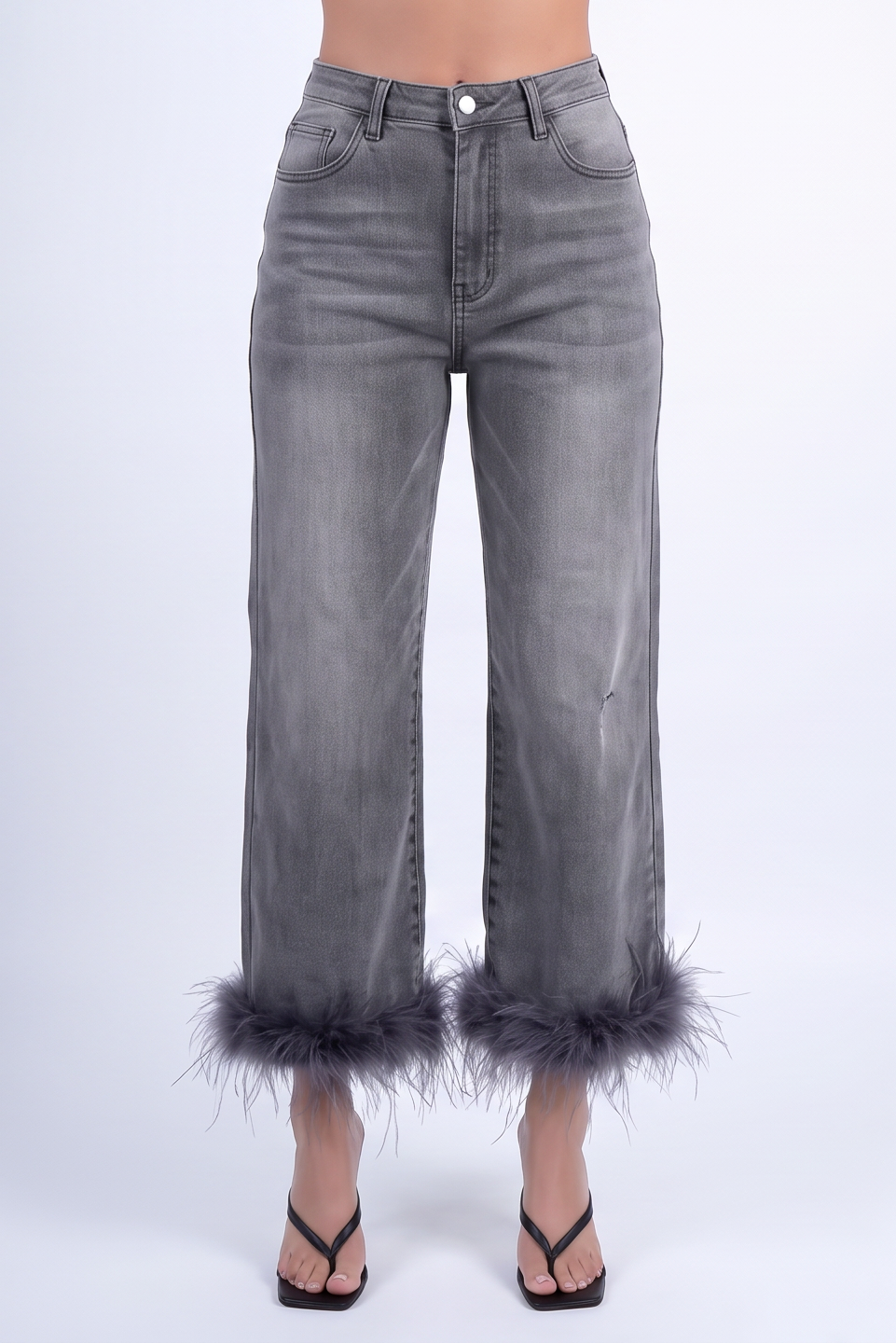 VelouraAvenue Feather Trim Jeans - Image 2