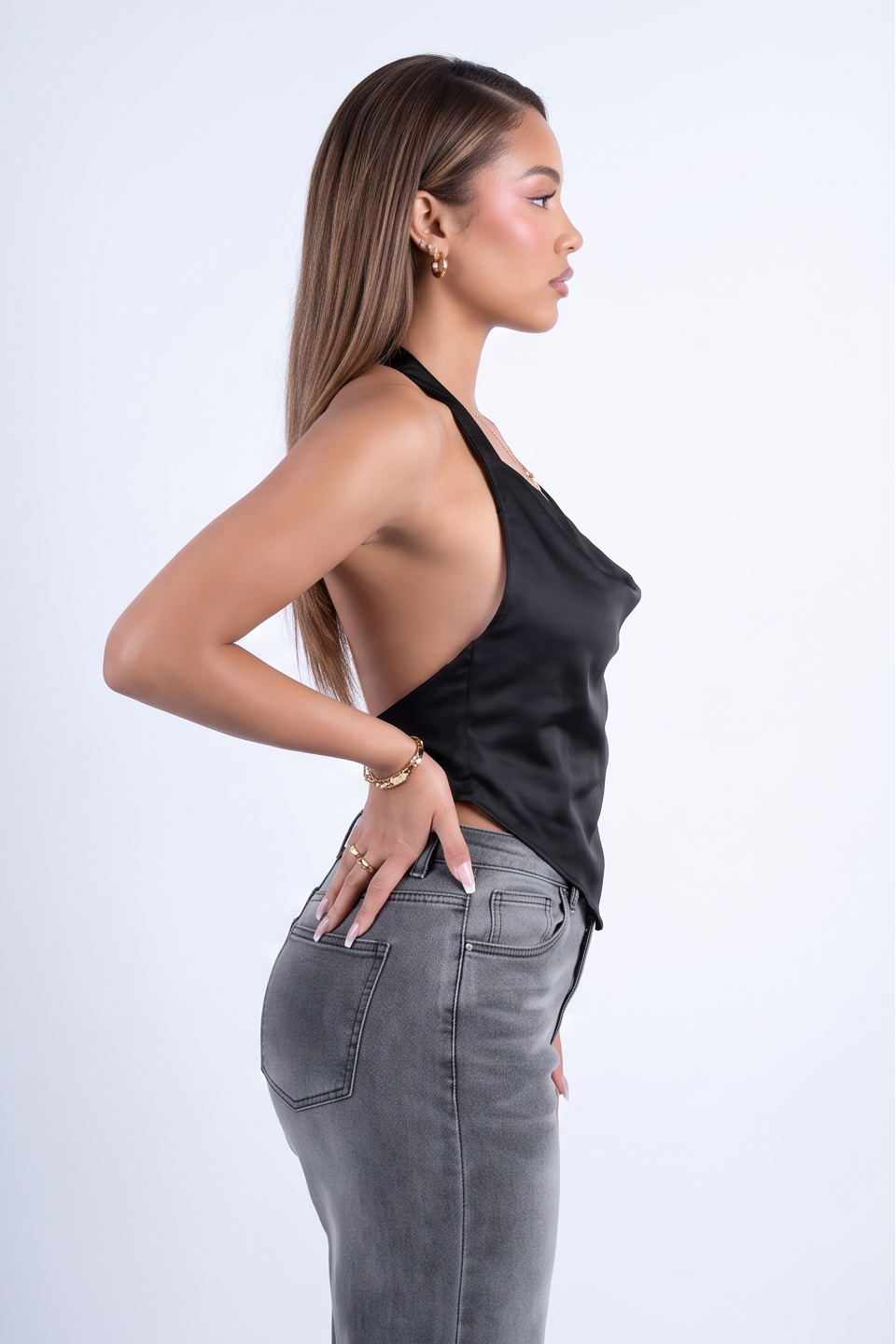 VelouraAvenue Feather Trim Jeans - Image 5