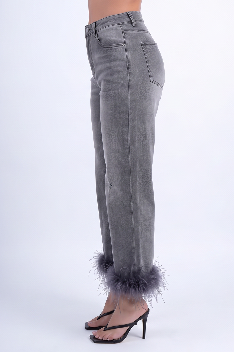 VelouraAvenue Feather Trim Jeans - Image 6
