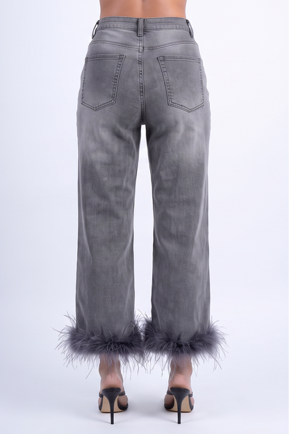 VelouraAvenue Feather Trim Jeans - Image 7