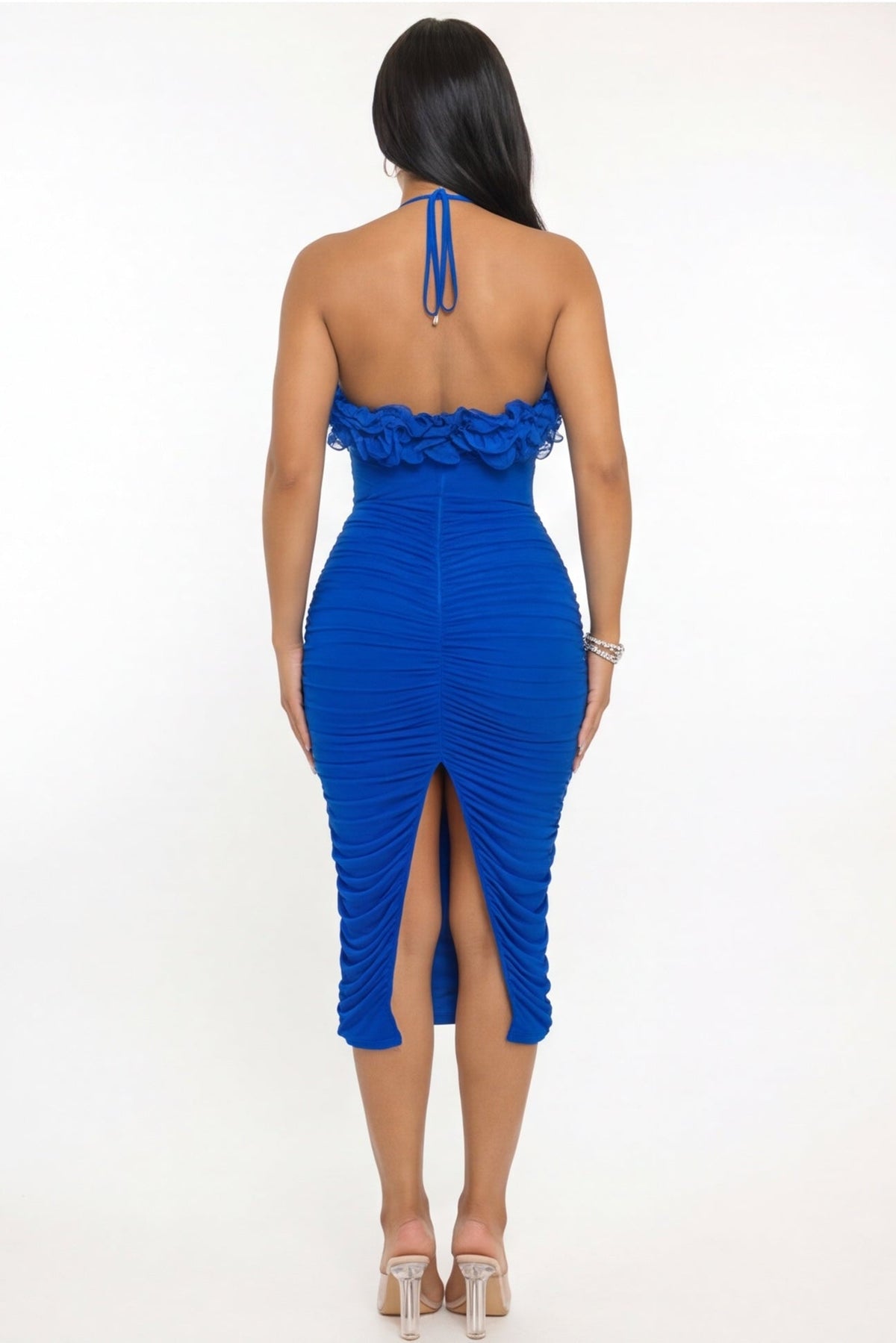 VelouraAvenue Floral Ruched Midi Dress - Image 3