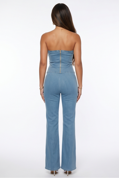 VelouraAvenue Gold Trim Denim Set - Image 6