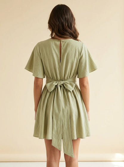 Twist Waist Mini Dress — Back