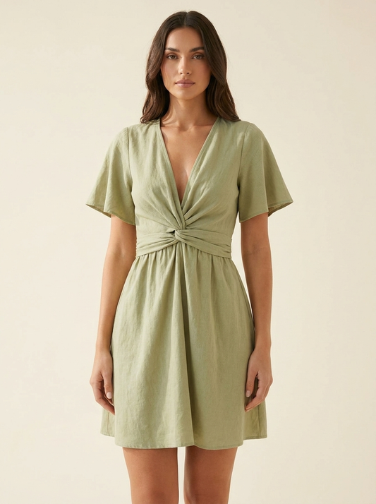Twist Waist Mini Dress — Front
