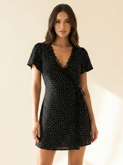 Polka Dot Wrap Dress — Front