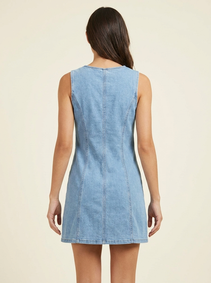 VelouraAvenue Button-Front Denim Dress - Light Blue - Image 6