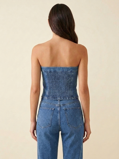 Button-Front Tube Top — back