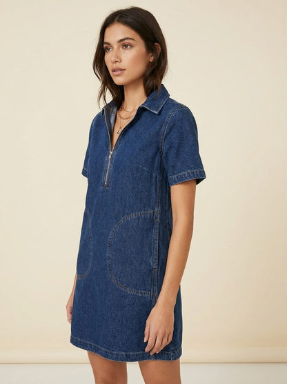 Zip-Up Shift Mini Dress — side