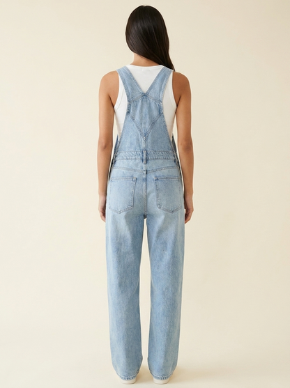 Wide Strap Relaxed Overalls — Back