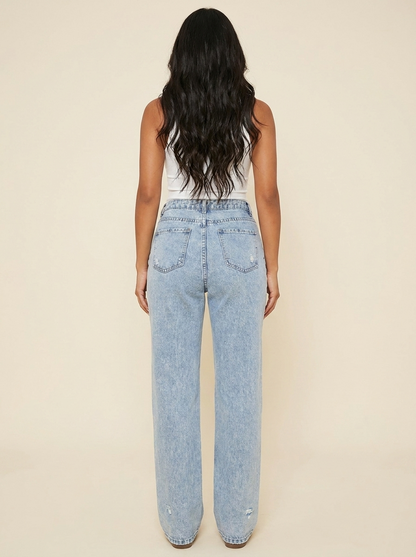 Distressed Straight Jeans — Back