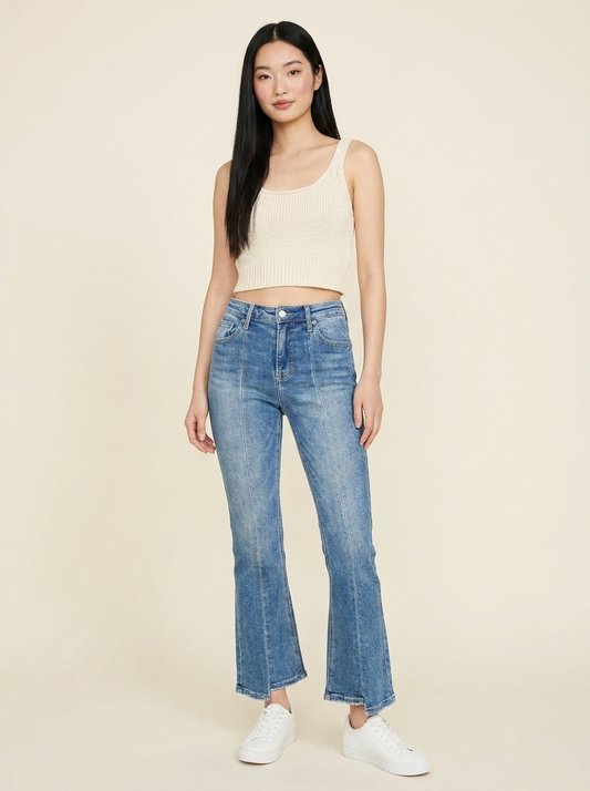 High Rise Ankle Flare Jeans - Front