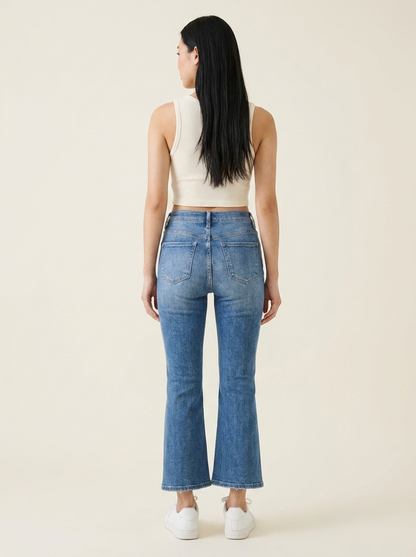 High Rise Ankle Flare Jeans - Back