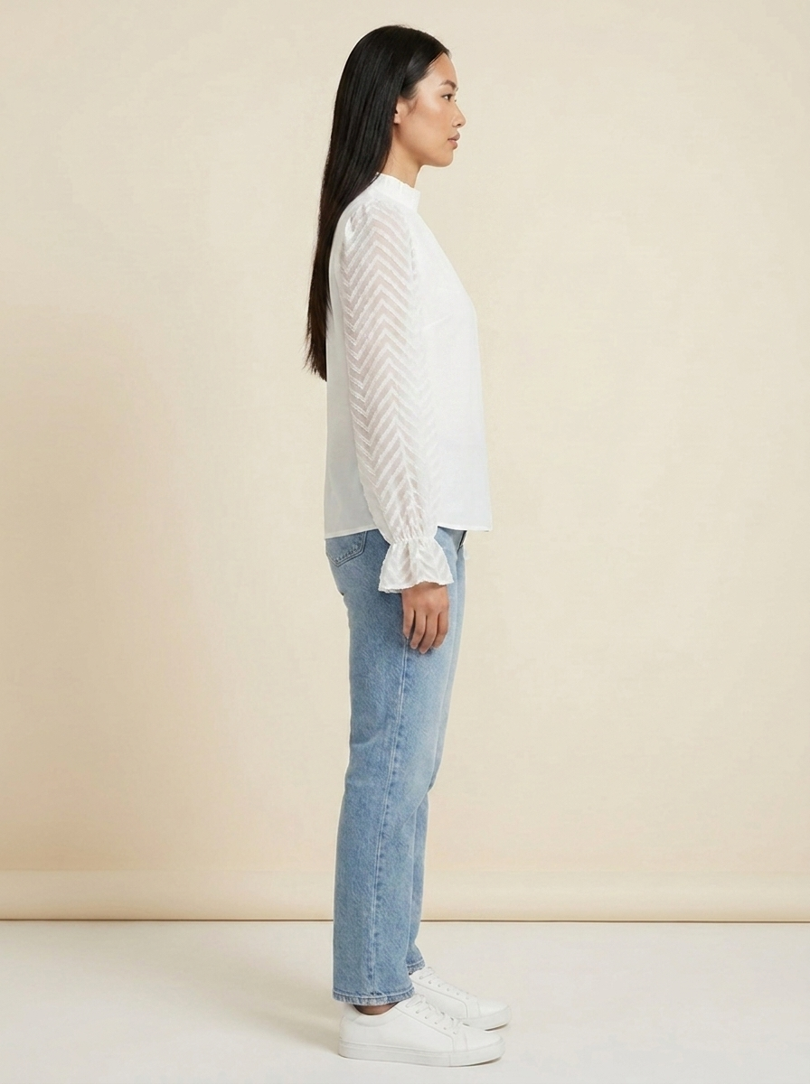 VelouraAvenue Mock Neck Flounce Blouse - White - Image 14