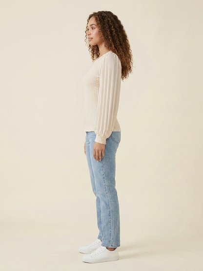 Pleated Puff Sleeve Blouse