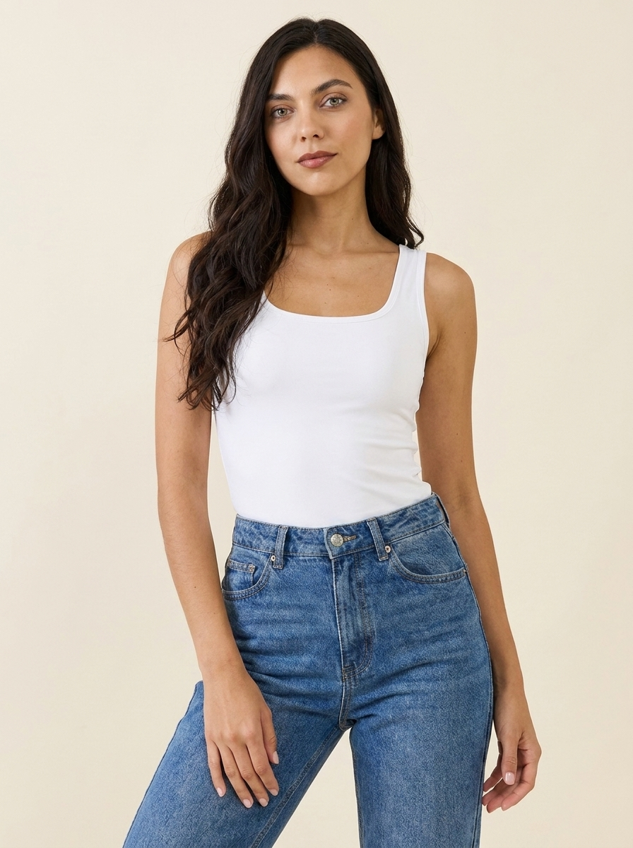 VelouraAvenue Square Neck Bodysuit - White - Image 6