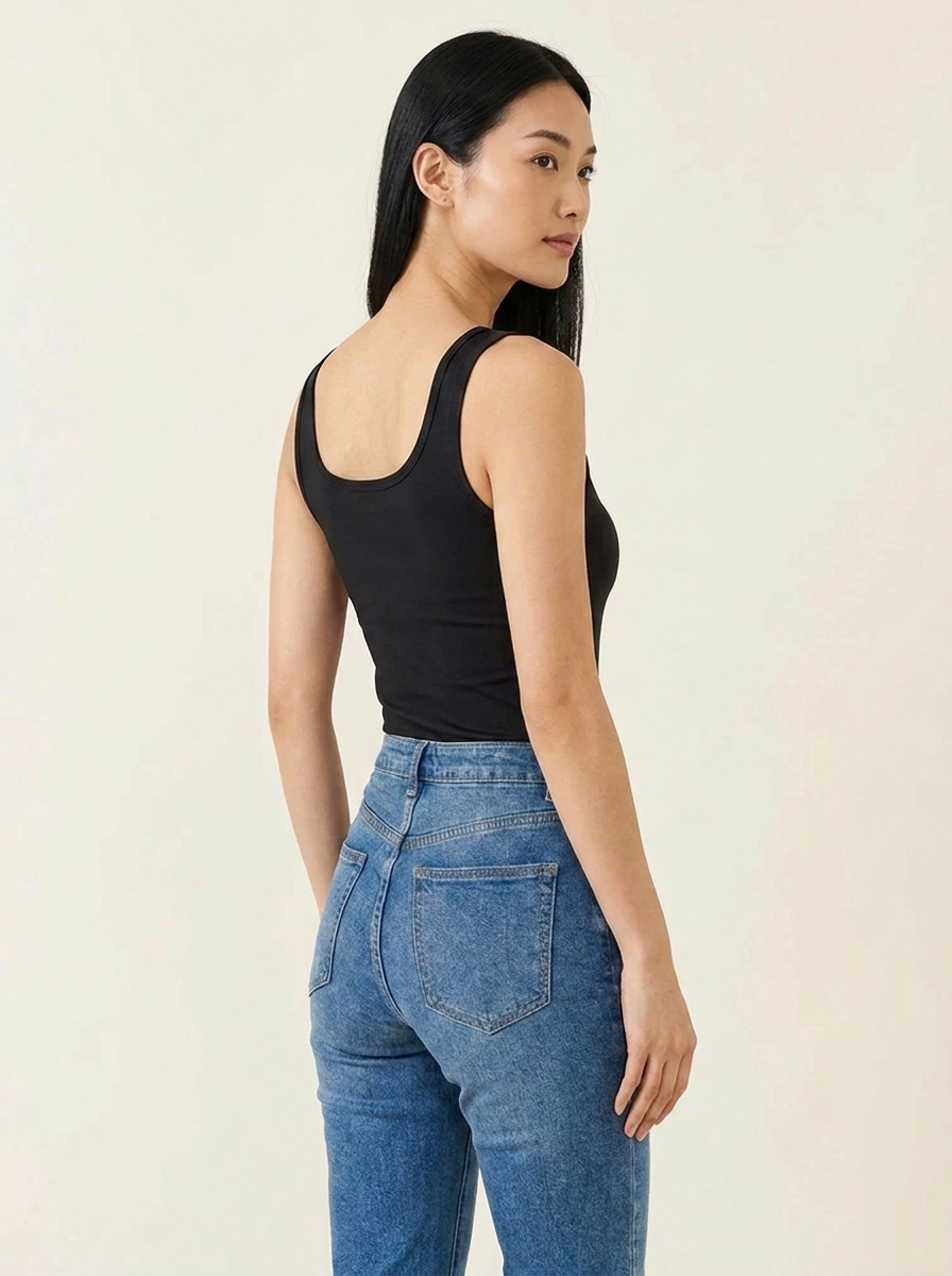 VelouraAvenue Square Neck Bodysuit - Black - Image 13