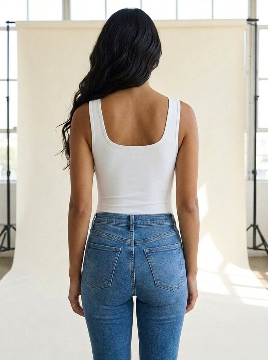VelouraAvenue Square Neck Bodysuit - White - Image 10