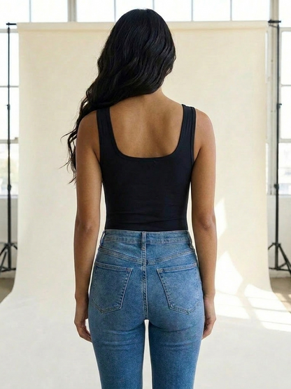 VelouraAvenue Square Neck Bodysuit - Black - Image 15
