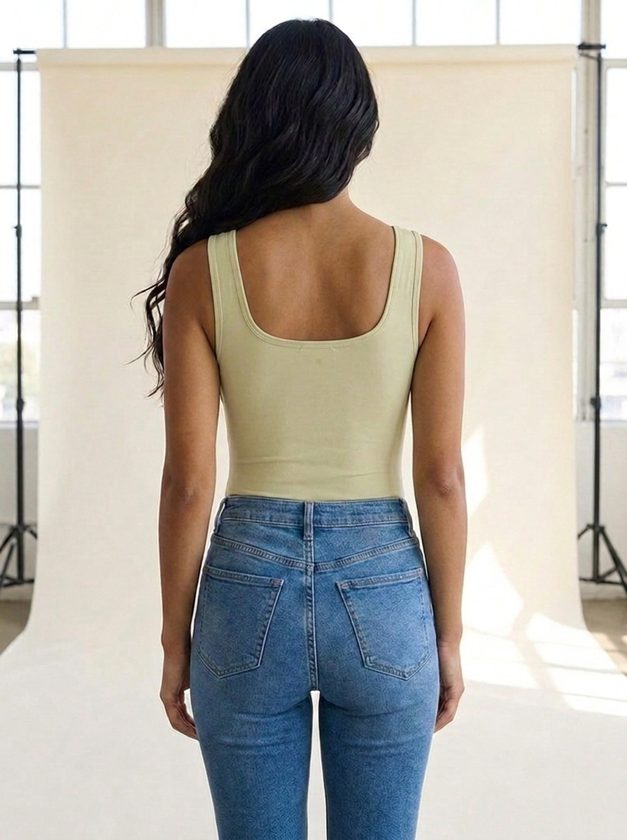 VelouraAvenue Square Neck Bodysuit - Beige - Image 20