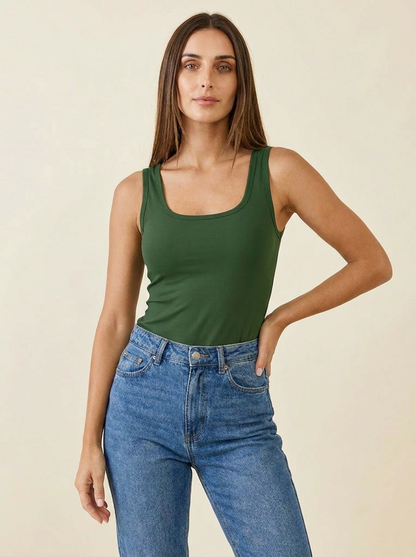 VelouraAvenue Square Neck Bodysuit - Dark Green - Image 21