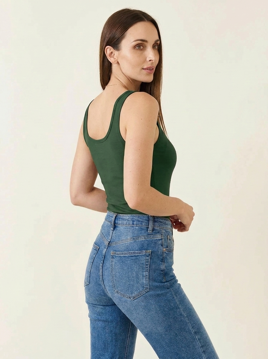 VelouraAvenue Square Neck Bodysuit - Dark Green - Image 23