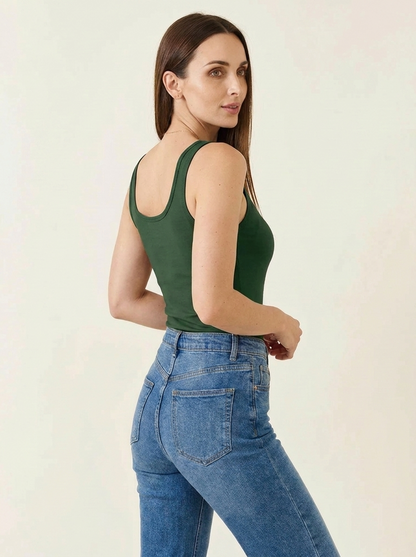 VelouraAvenue Square Neck Bodysuit - Dark Green - Image 23