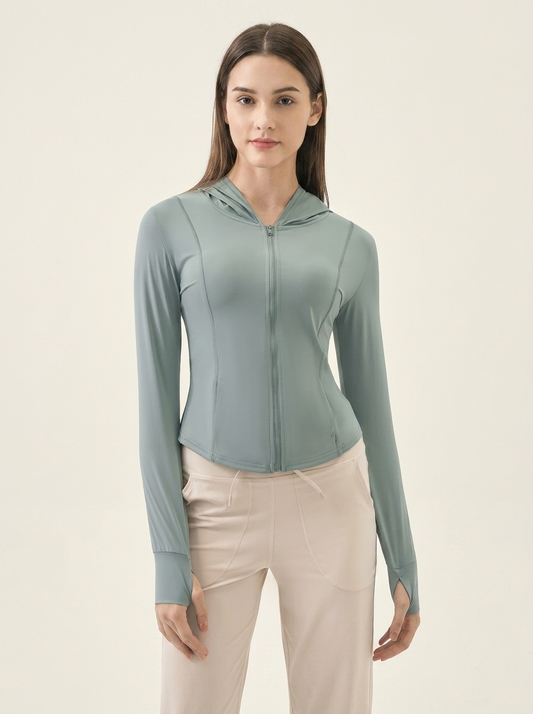 VelouraAvenue Hooded Active Jacket - Teal - Image 1