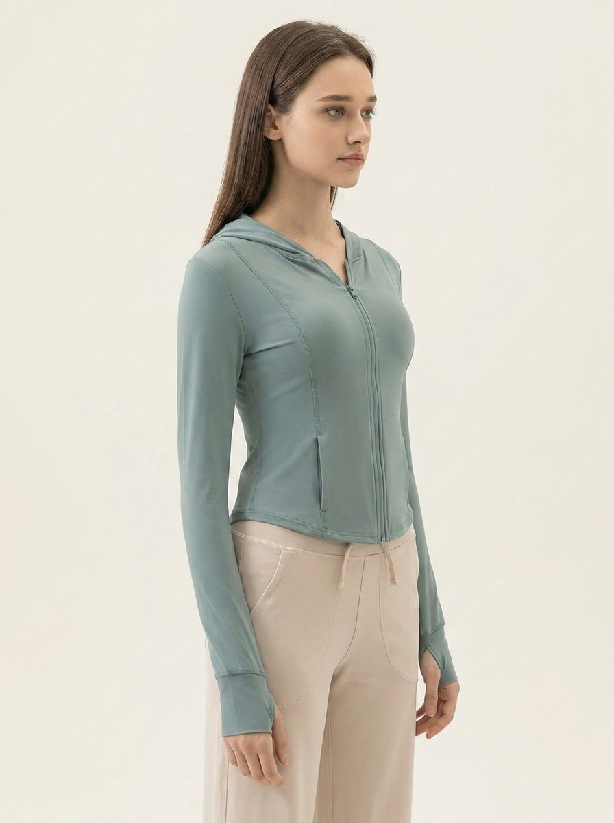 VelouraAvenue Hooded Active Jacket - Teal - Image 2