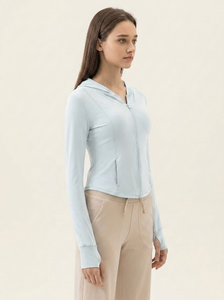 VelouraAvenue Hooded Active Jacket - Light Blue - Image 11