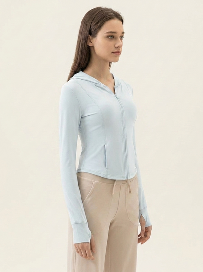 VelouraAvenue Hooded Active Jacket - Light Blue - Image 11