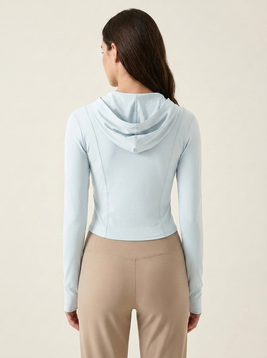 VelouraAvenue Hooded Active Jacket - Light Blue - Image 12