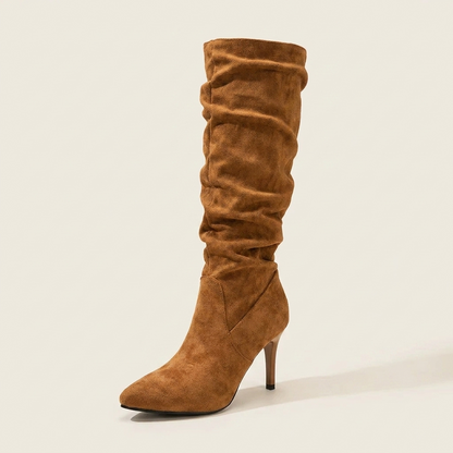 VelouraAvenue Point Toe Stiletto Boots - Brown - Single Front