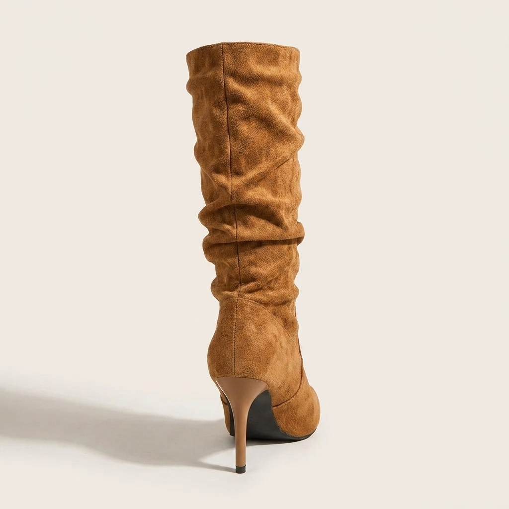 VelouraAvenue Point Toe Stiletto Boots - Brown - Back