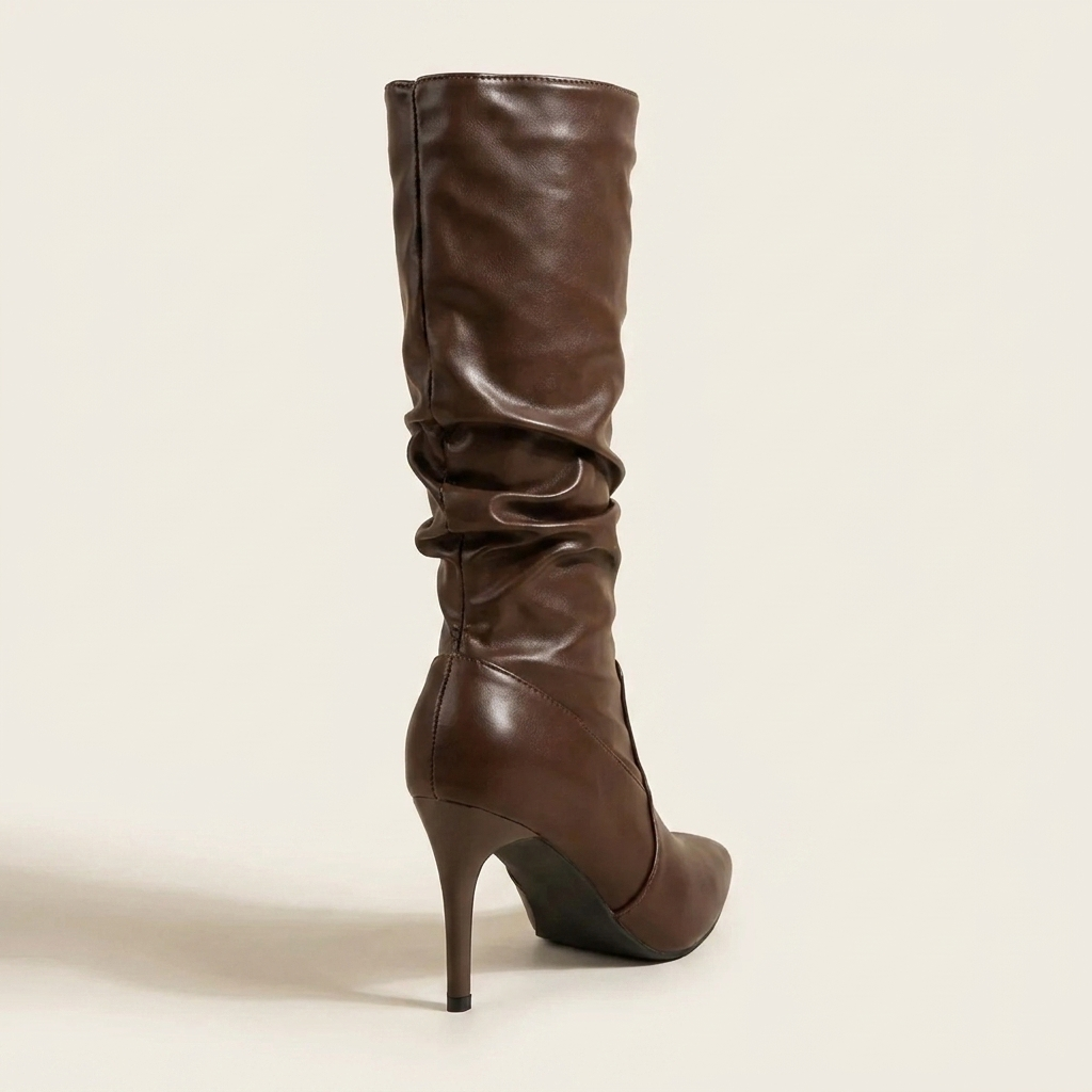 VelouraAvenue Point Toe Stiletto Boots - Brown - Back