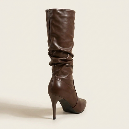 VelouraAvenue Point Toe Stiletto Boots - Brown - Back