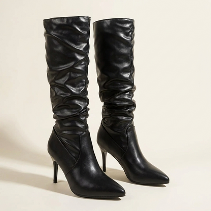 VelouraAvenue Point Toe Stiletto Boots - Black - Front