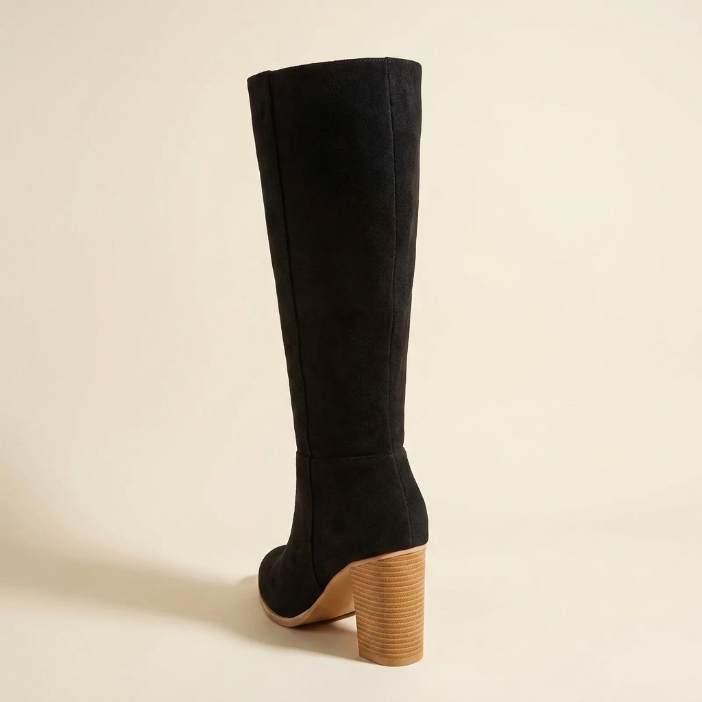 VelouraAvenue Point Toe Block Heels Boots - Black - Back