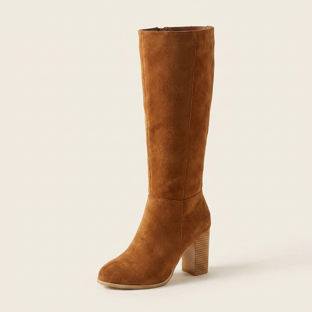 VelouraAvenue Point Toe Block Heels Boots - Brown - Single Front