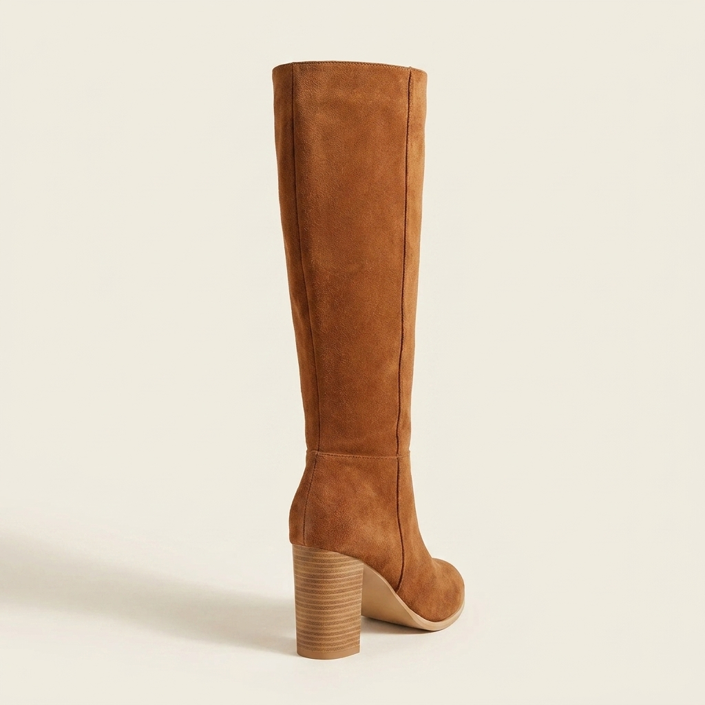 VelouraAvenue Point Toe Block Heels Boots - Brown - Back