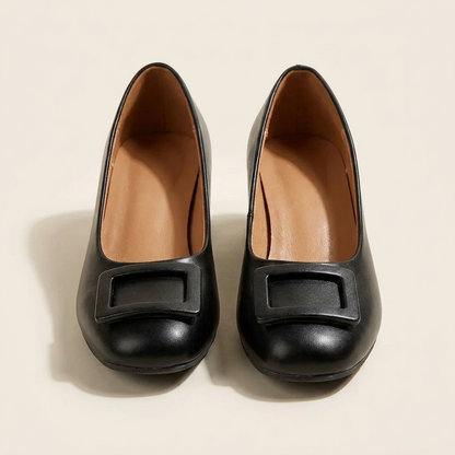 VelouraAvenue Buckle Block Heel Pumps - Black - Front