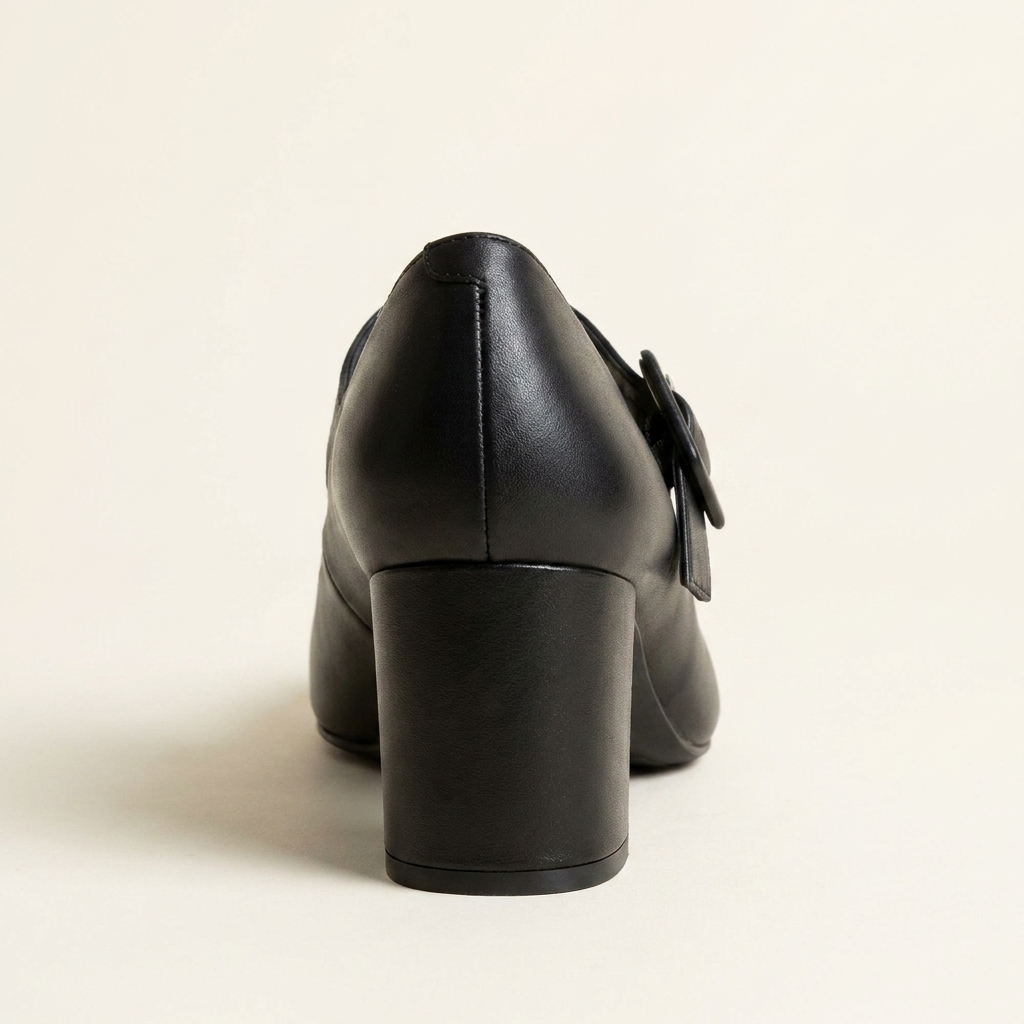 VelouraAvenue Buckle Block Heel Pumps - Black - Back